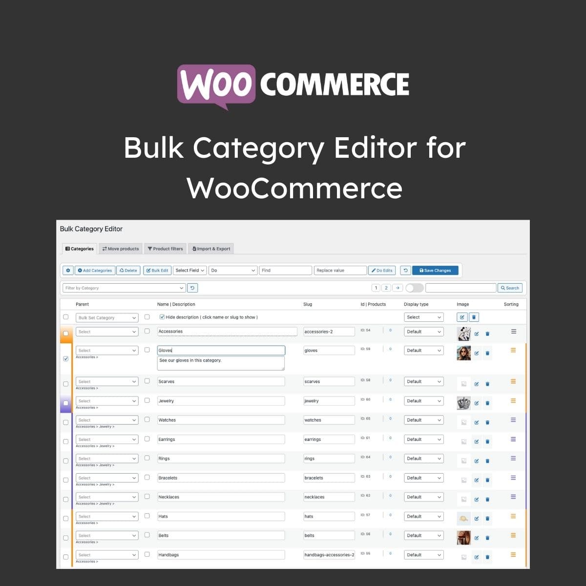 Bulk Category Редактор для WooCommerce