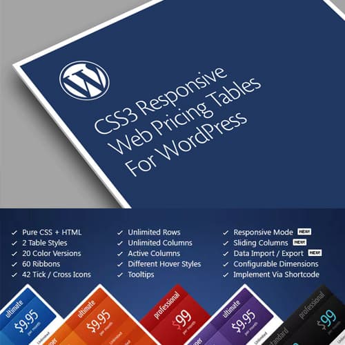 CSS3 Responsive WordPress Comparer Tarification Tables