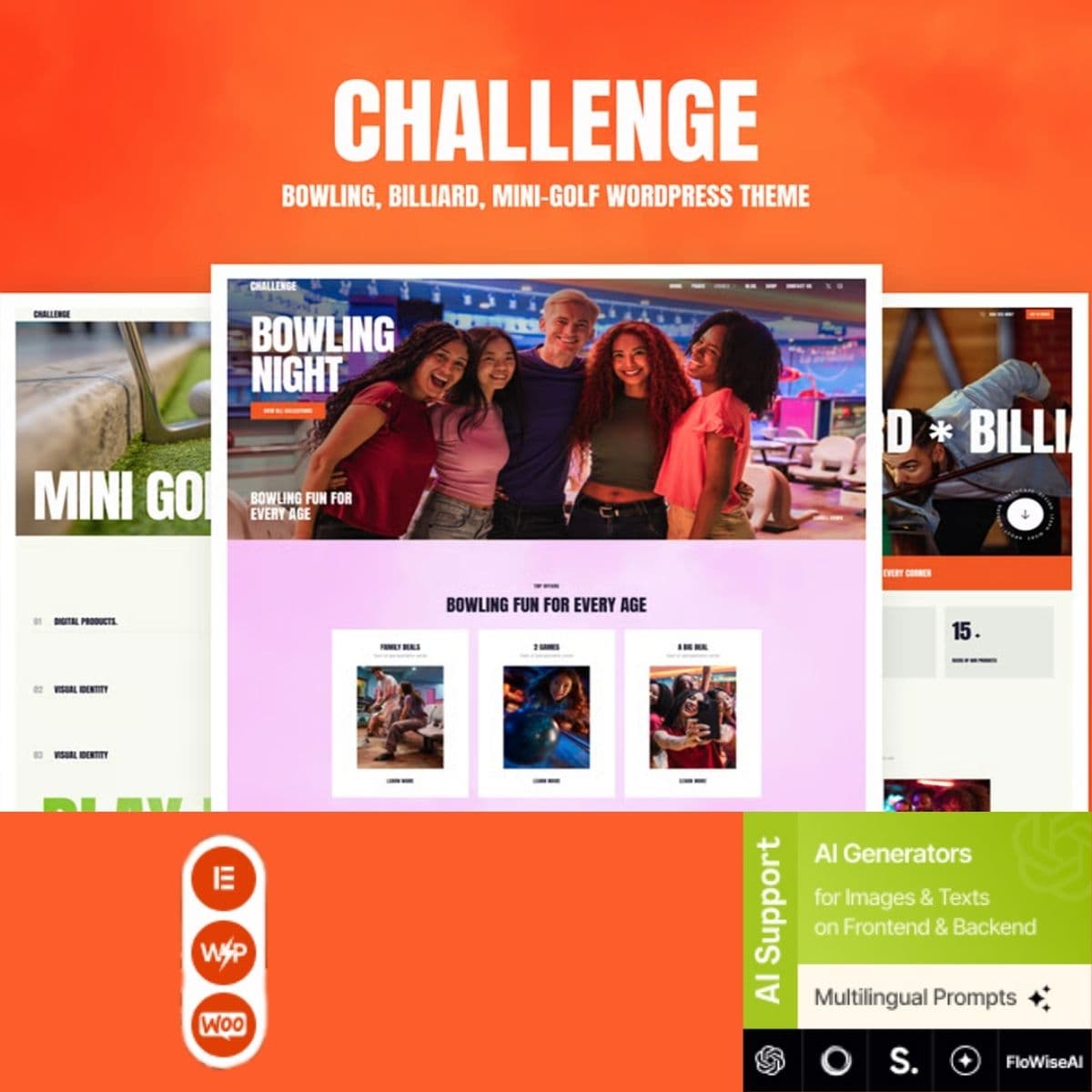 Challenge - Bowling, Billiard & Mini-Golf Тема WordPress