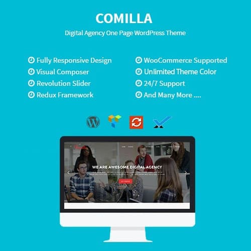 Comilla - Digital Agence One Page Thème WordPress Comilla - Digital Agence One Page Thème WordPress