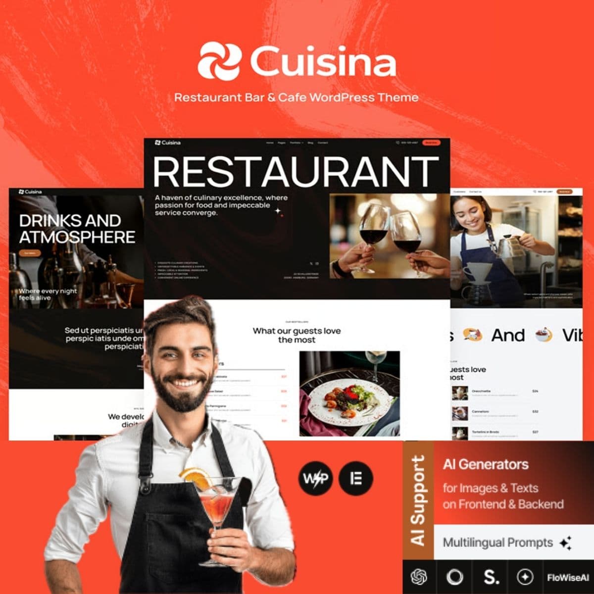 Cuisina - Restaurant Bar & Cafe Тема WordPress