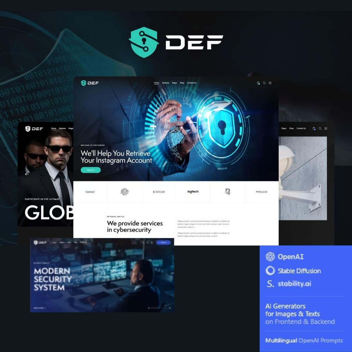 Def — CCTV Camera & Bodyguard Security WordPress Theme