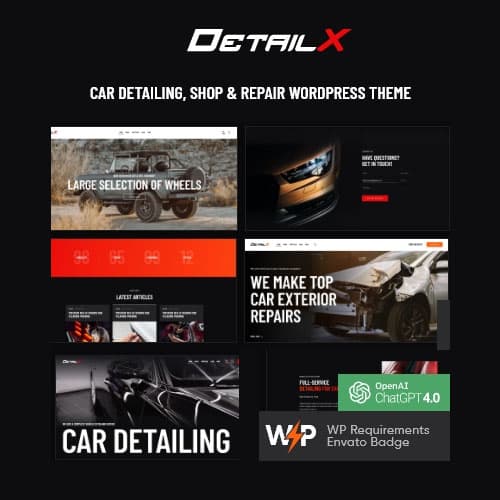 DetailX - Car Detailing, दुकान & Repair वर्डप्रेस थीम