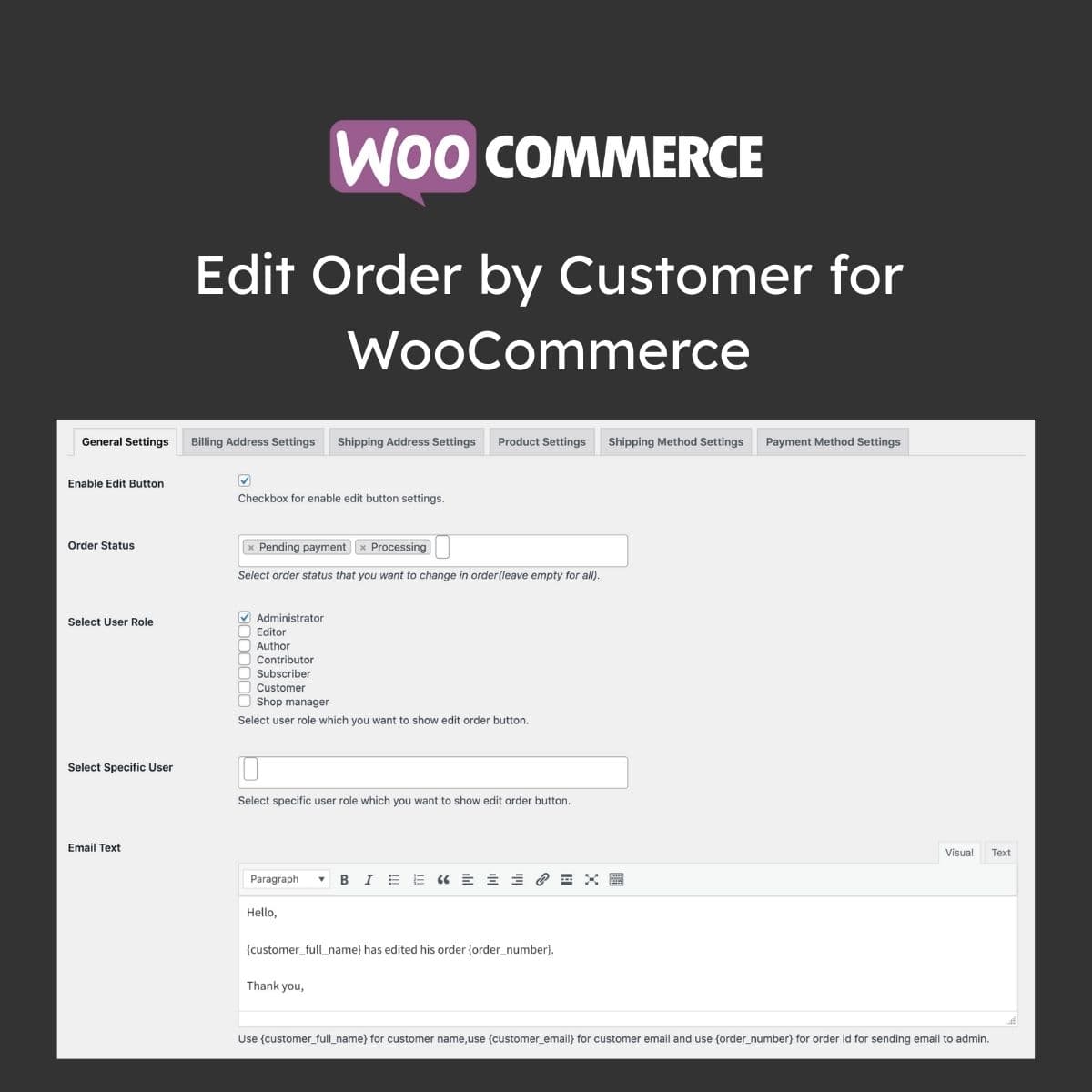 Edit-Bestellung by Kunden für WooCommerce