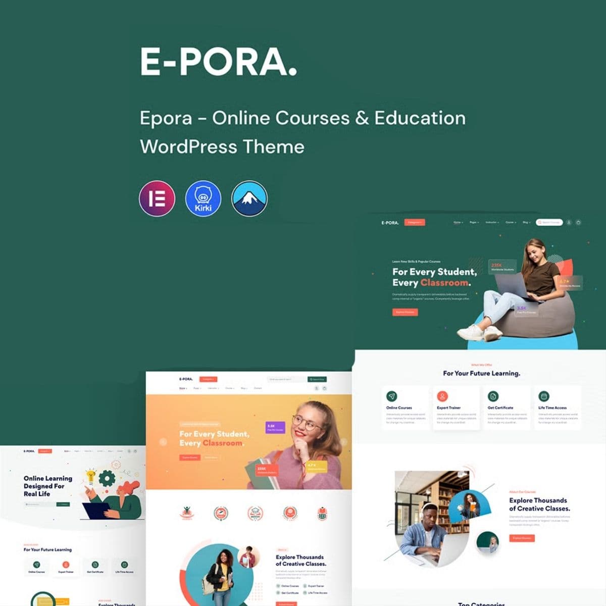 Epora - Online Courses & تعلیم ورڈپریس تھیم