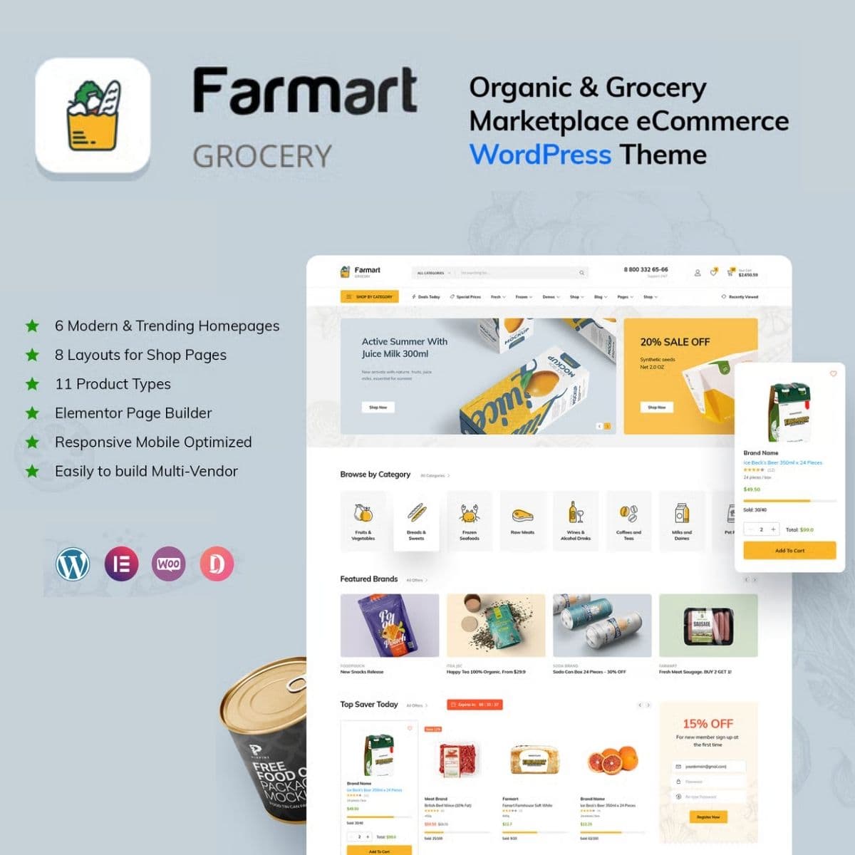 Farmart - Organic & Grocery Marketplace ওয়ার্ডপ্রেস থিম