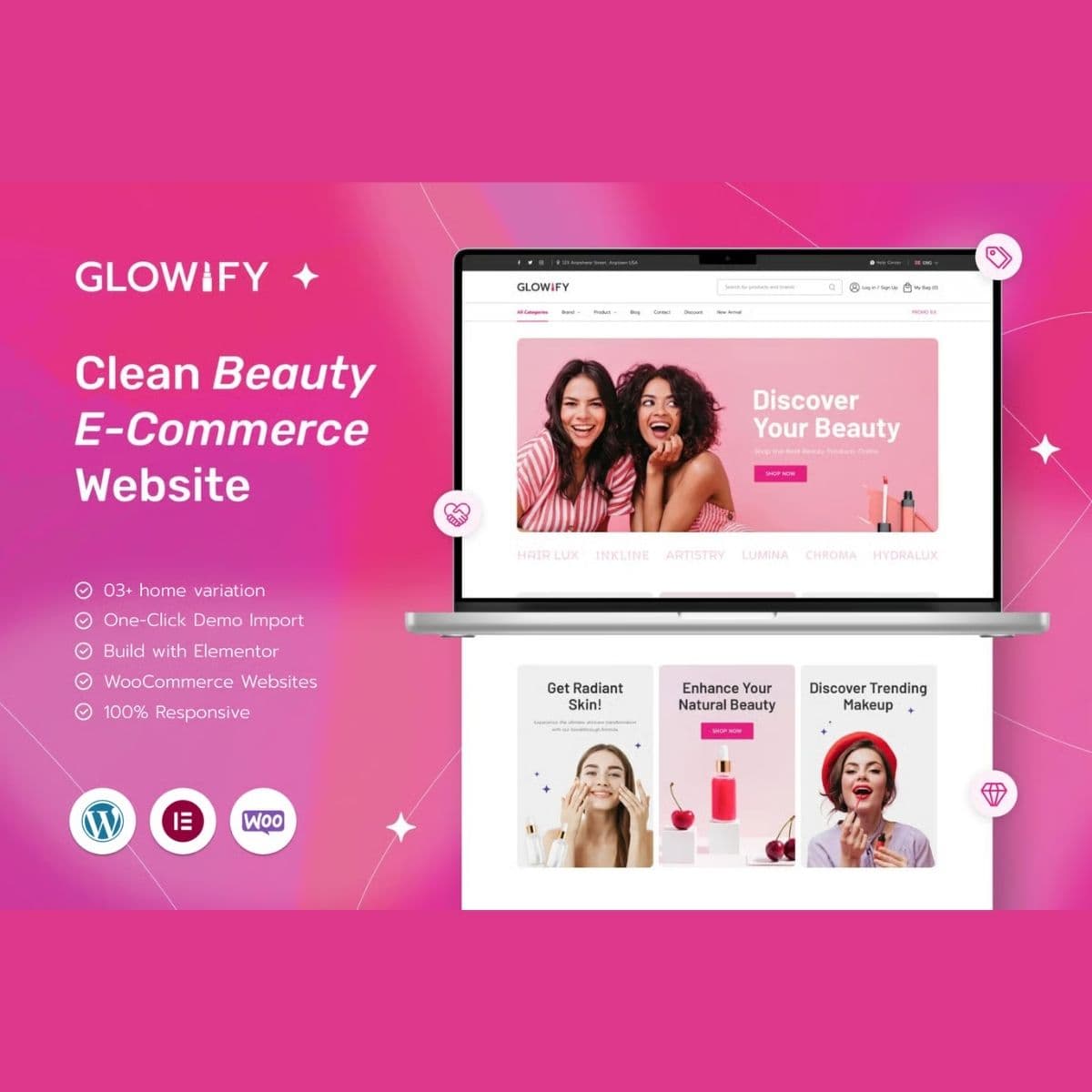 Glowify - Beauty- und Kosmetik-Shop-WordPress-Theme