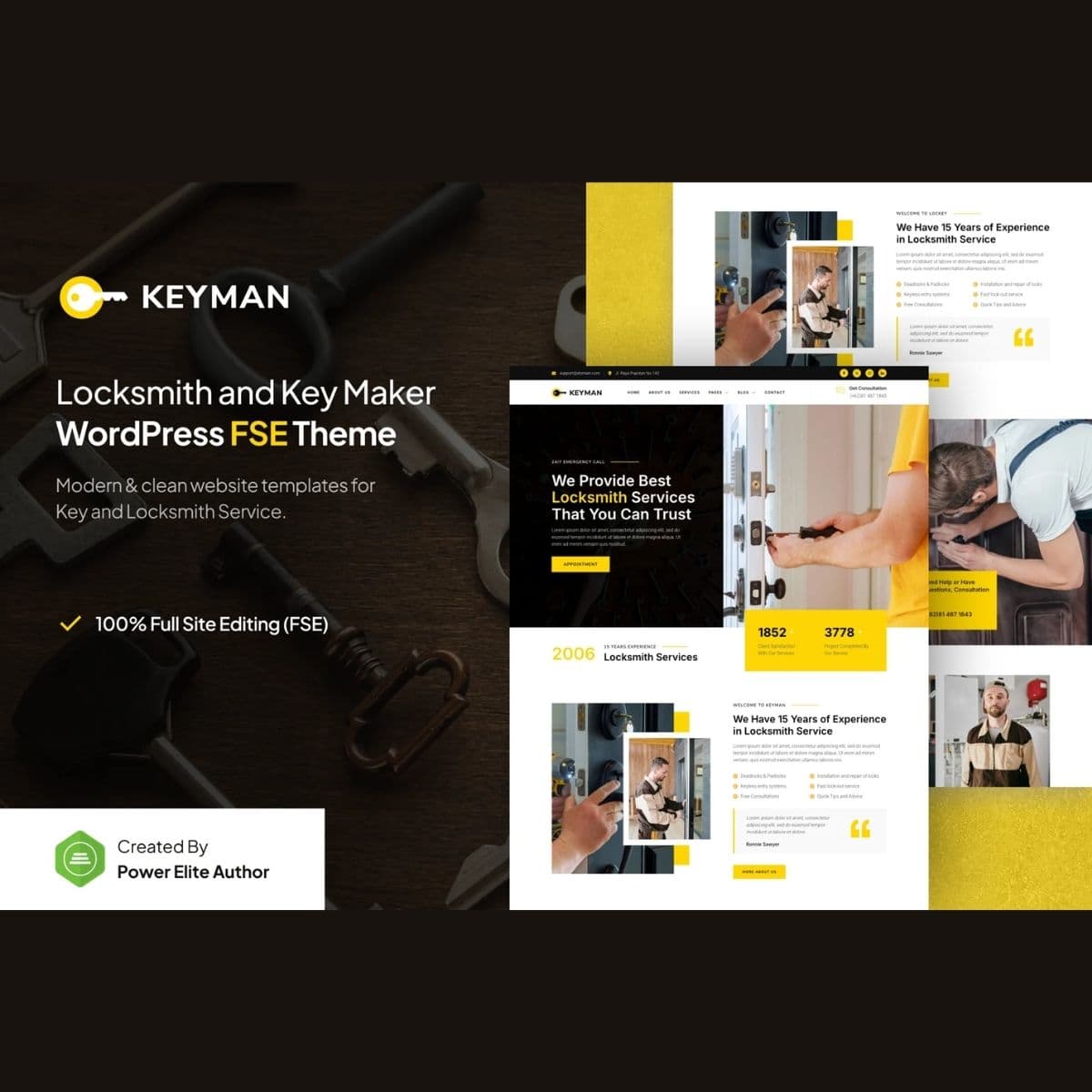 Keyman – Locksmith & Key Maker Services Gutenverse FSE Thème WordPress