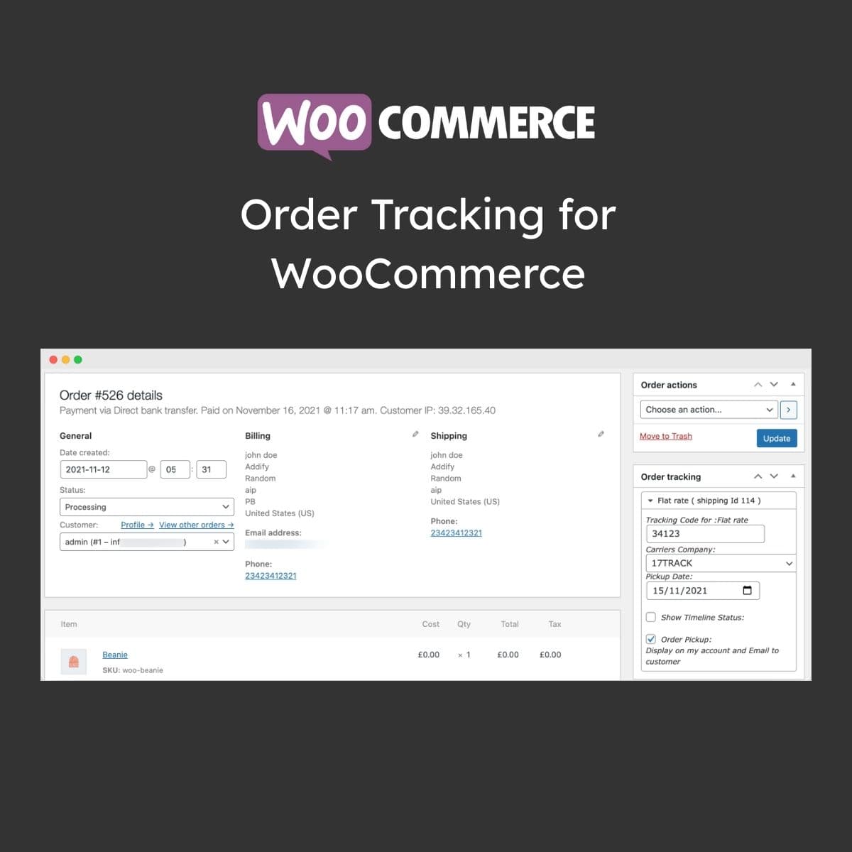 Order Tracking для WooCommerce
