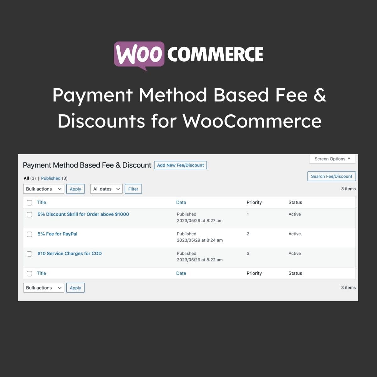 Payment Method Based Fee & 折扣s 适用于WooCommerce