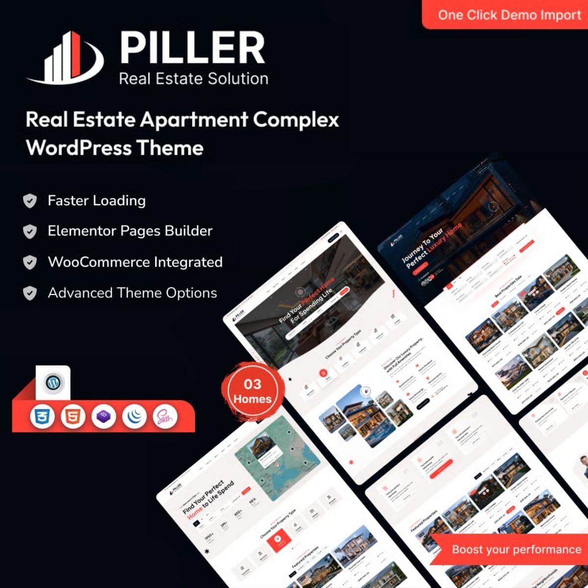 Piller – อสังหาริมทรัพย์ ธีม WordPress