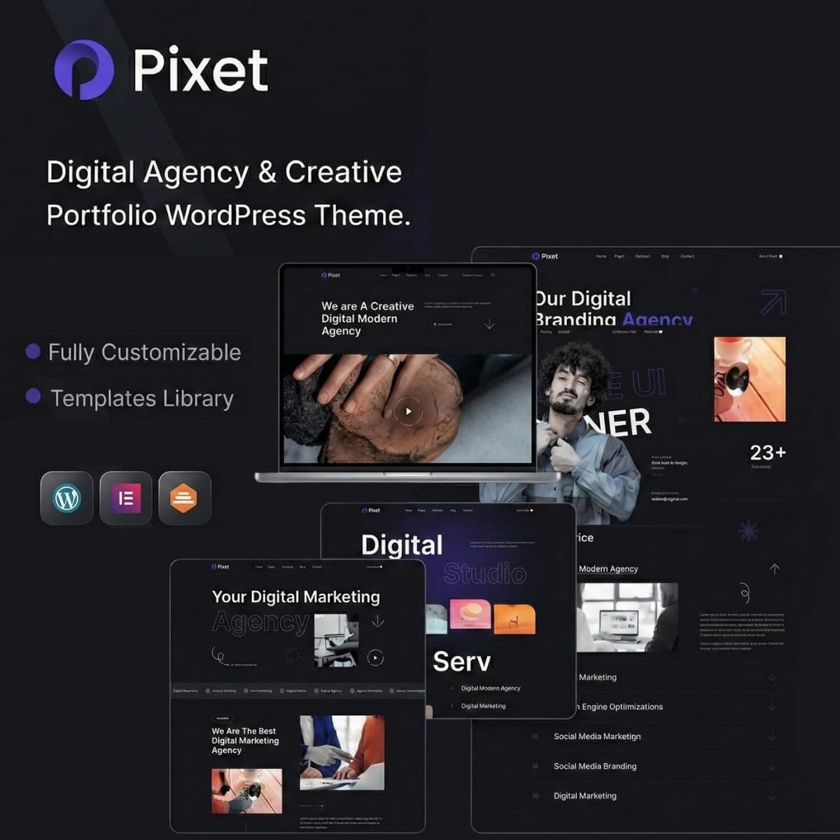 Pixet - Kreatywny Portfolio & Digital Agencja Motyw WordPress