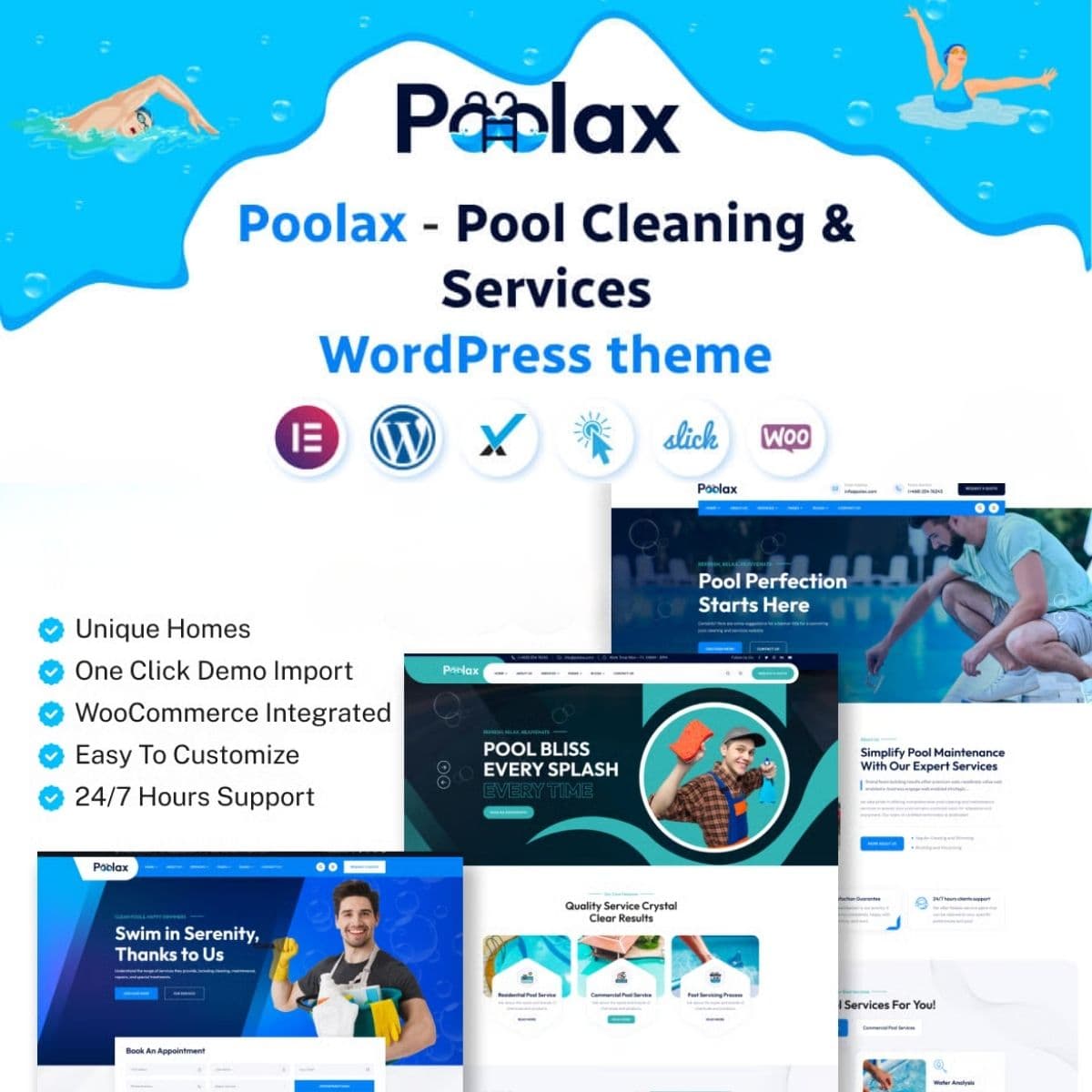 Poolax – Pool简洁ing & 服务 WordPress主题