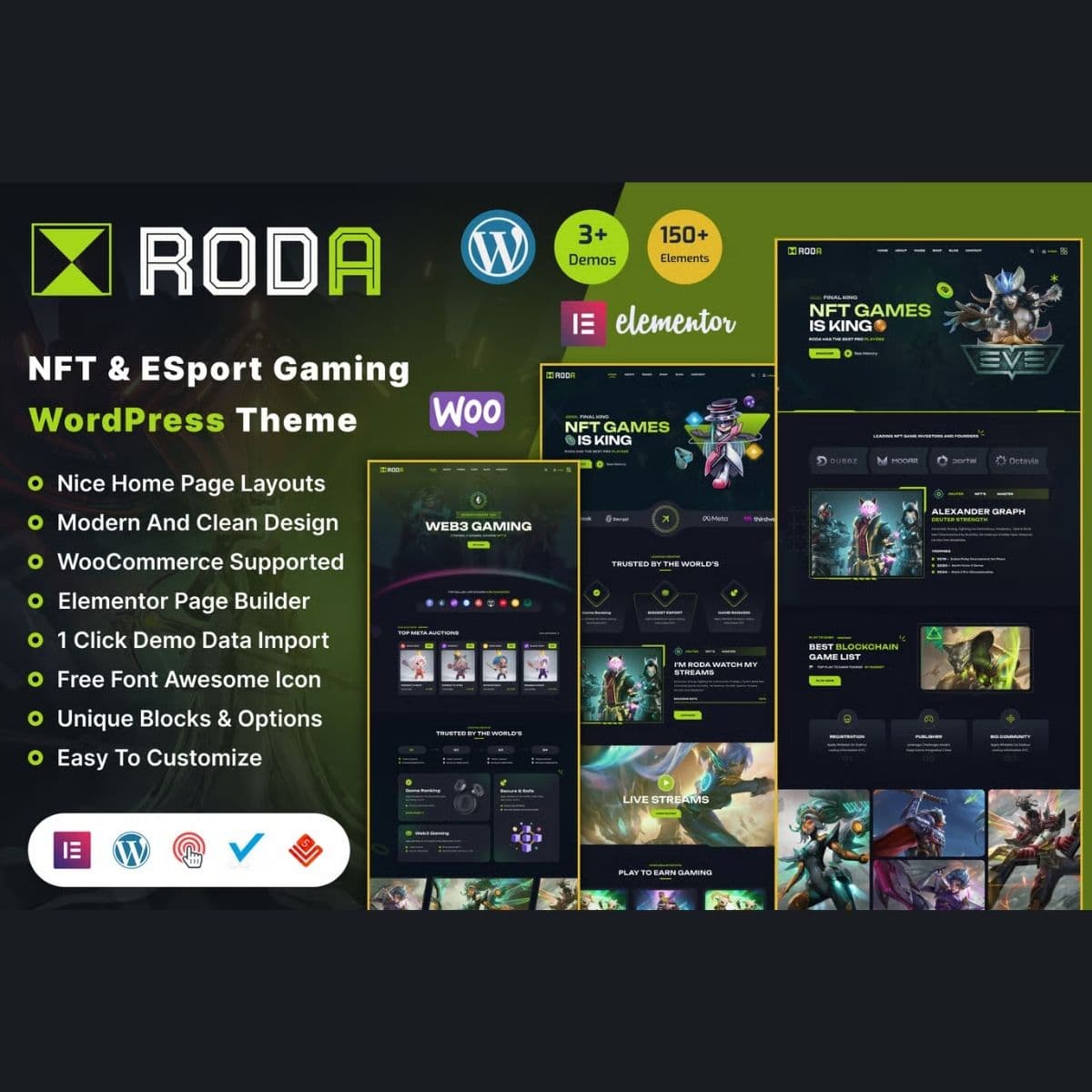 Roda - eSports & Gaming NFT वर्डप्रेस थीम