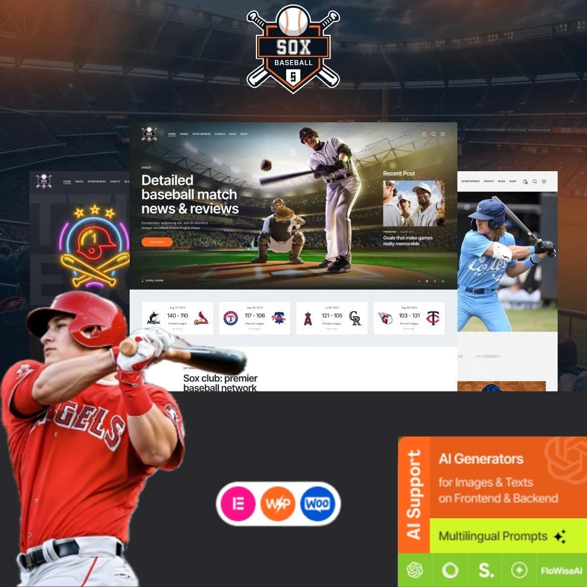 Sox - Baseball Team Sports Тема WordPress Sox - Baseball Team Sports Тема WordPress