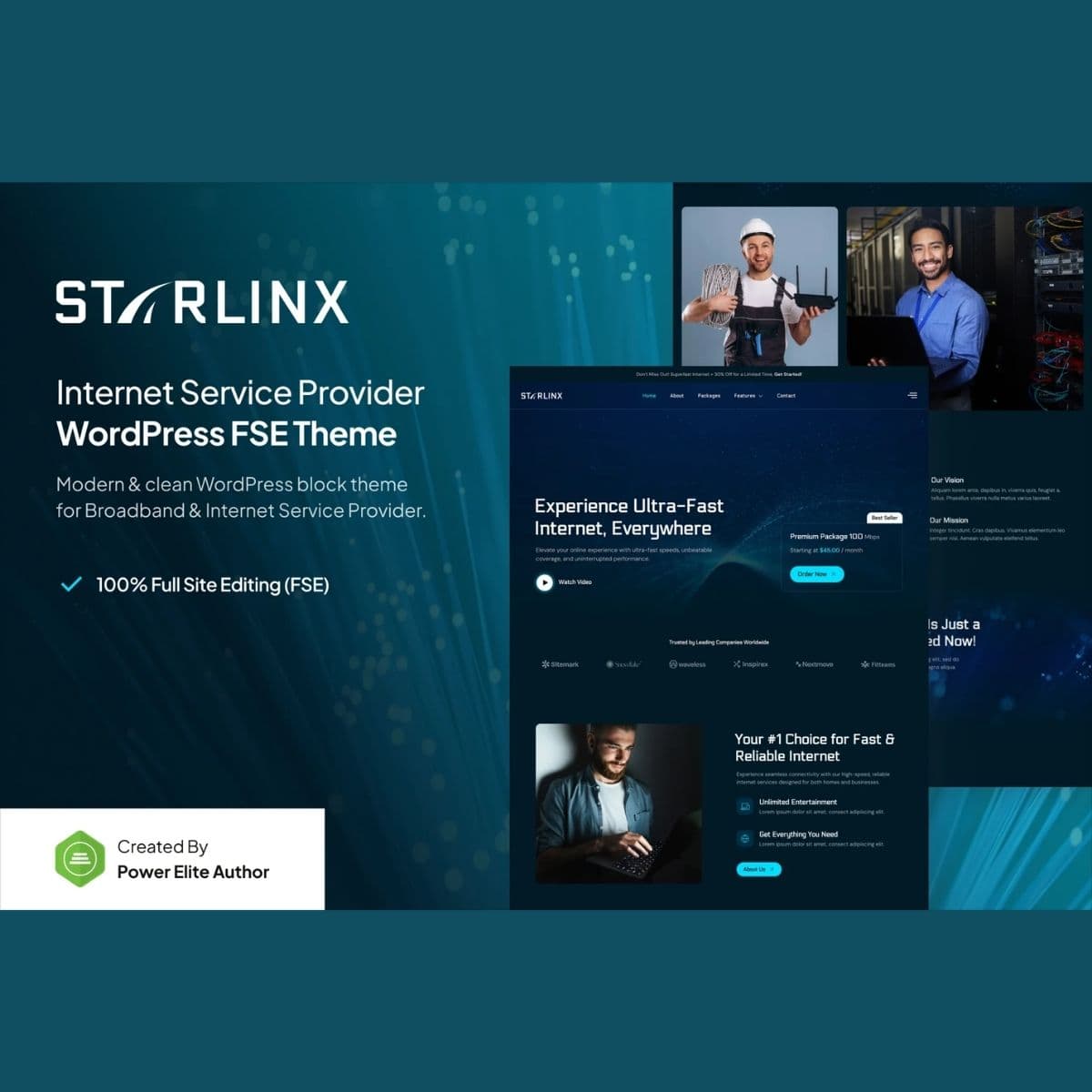 Starlinx – Broadband & Internet Service Provider Gutenverse FSE WordPress-thema