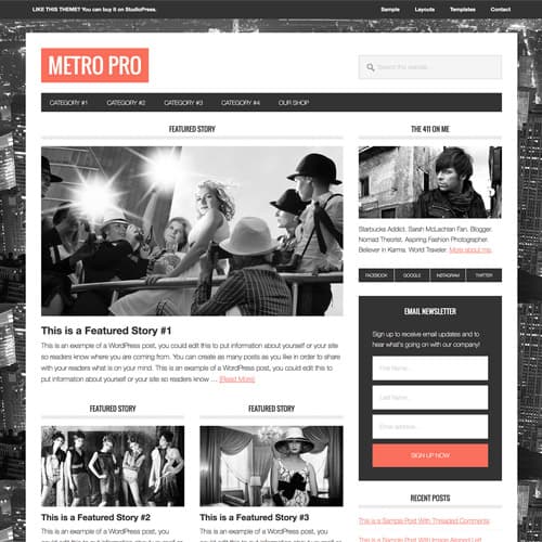 StudioPress Metro Pro Genesis Тема WordPress