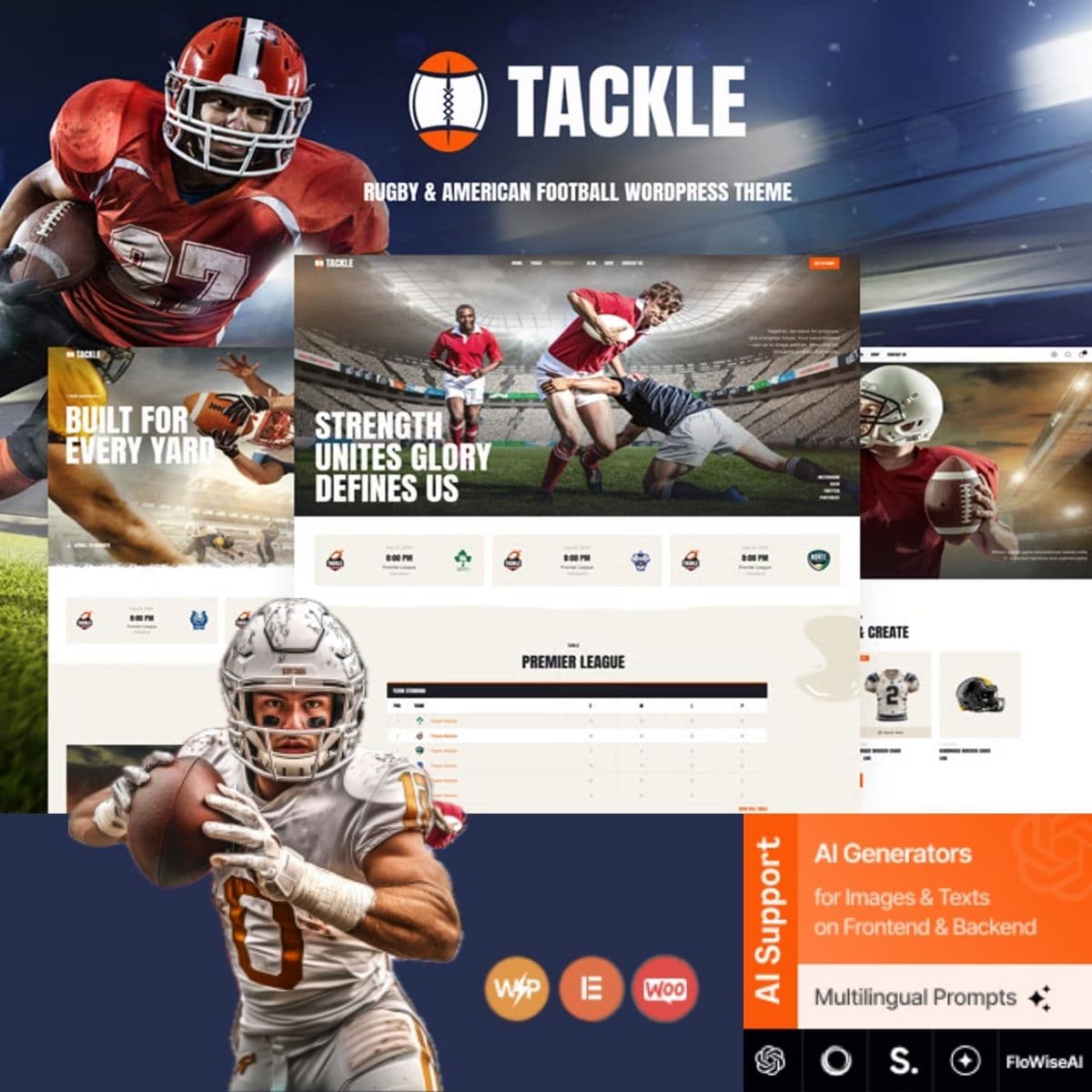 Tackle - Rugby & American Football Тема WordPress