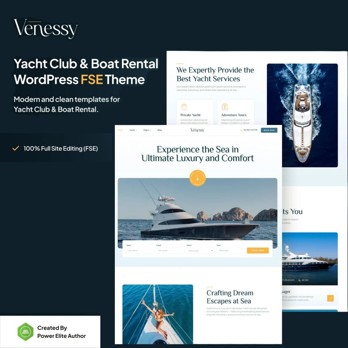 Venessy - Yacht Club & Boat Rental Gutenverse FSE वर्डप्रेस थीम