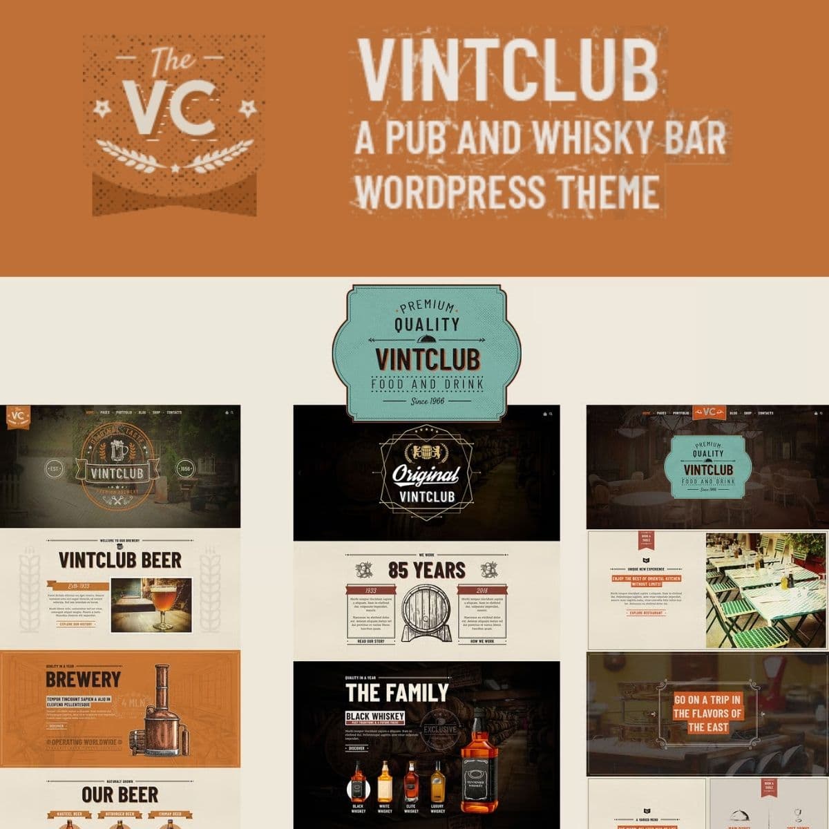 VintClub - A Pub and Whisky Bar Тема WordPress