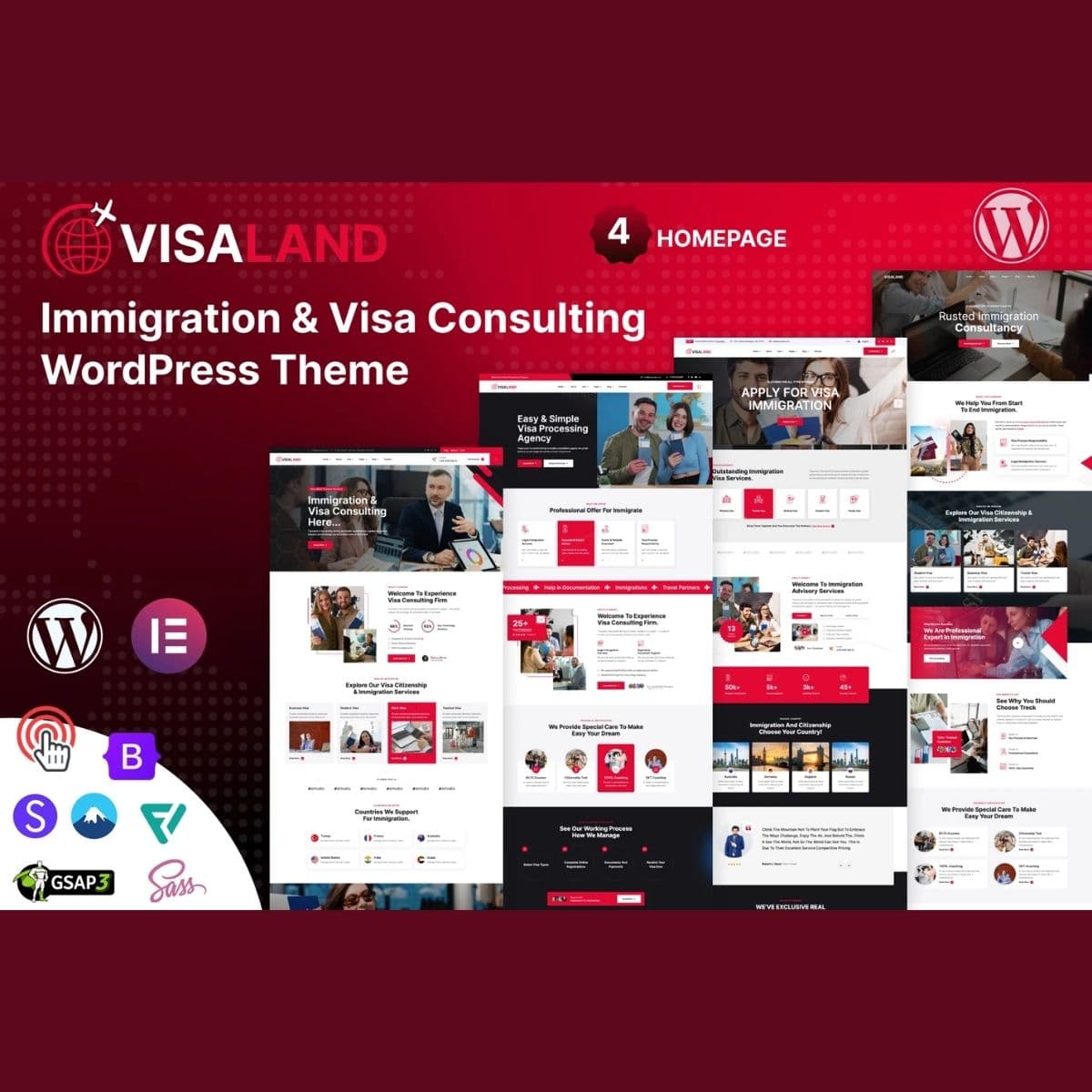 Visaland - Immigration and Visa Consulting Tema WordPress