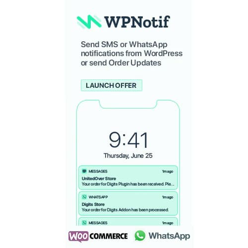 WPNotif: WordPress SMS & WhatsApp Message 알림s