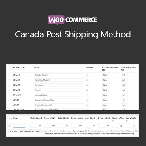 WooCommerce Canada Post การจัดส่ง Method