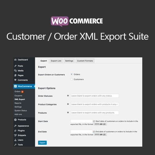 WooCommerce Cliente/Order XML Export Suite