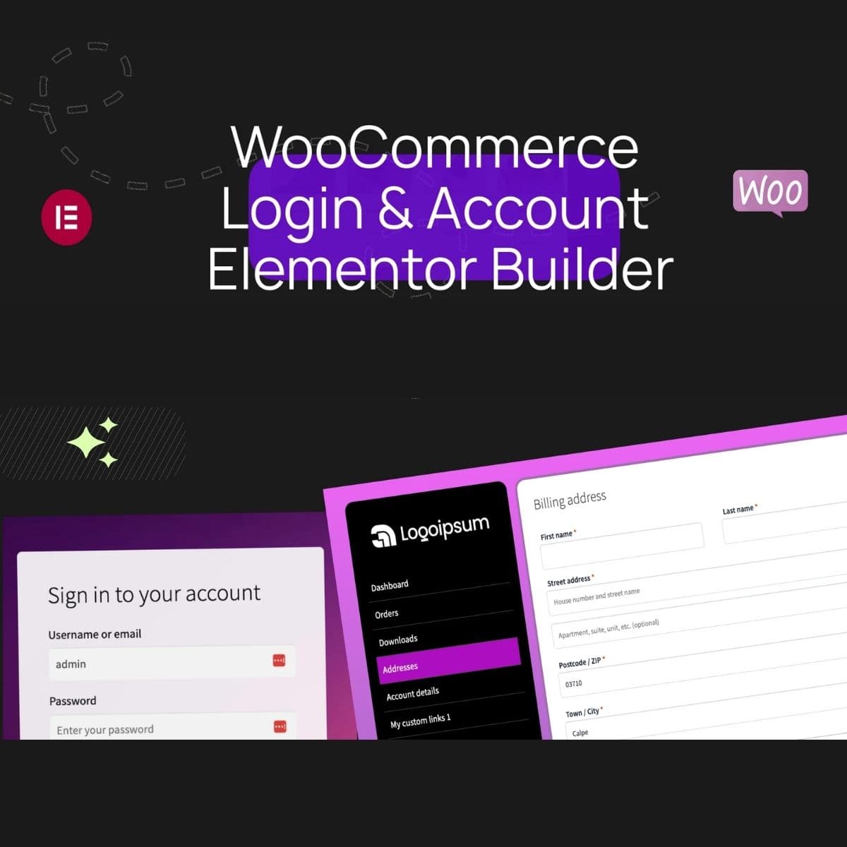 WooCommerce 登录 & Account 页面s 适用于Elementor