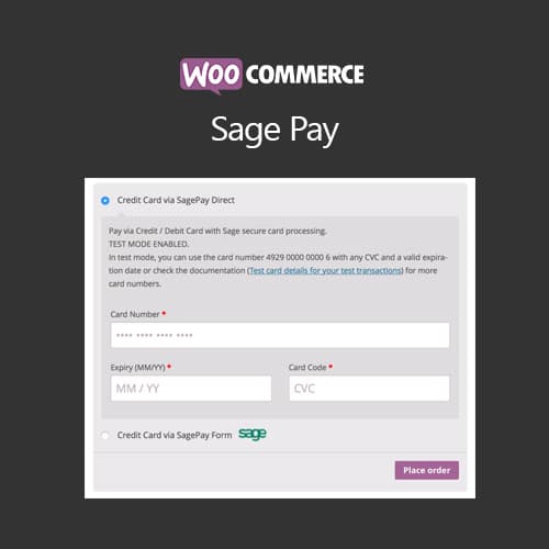 WooCommerce SagePay表单 / SagePay Direct