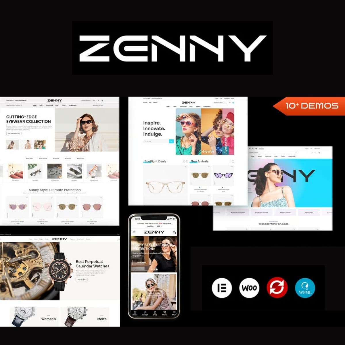 Zenny - Jewelry, Watches & Glasses Elementor WooCommerce قالب ووردبريس