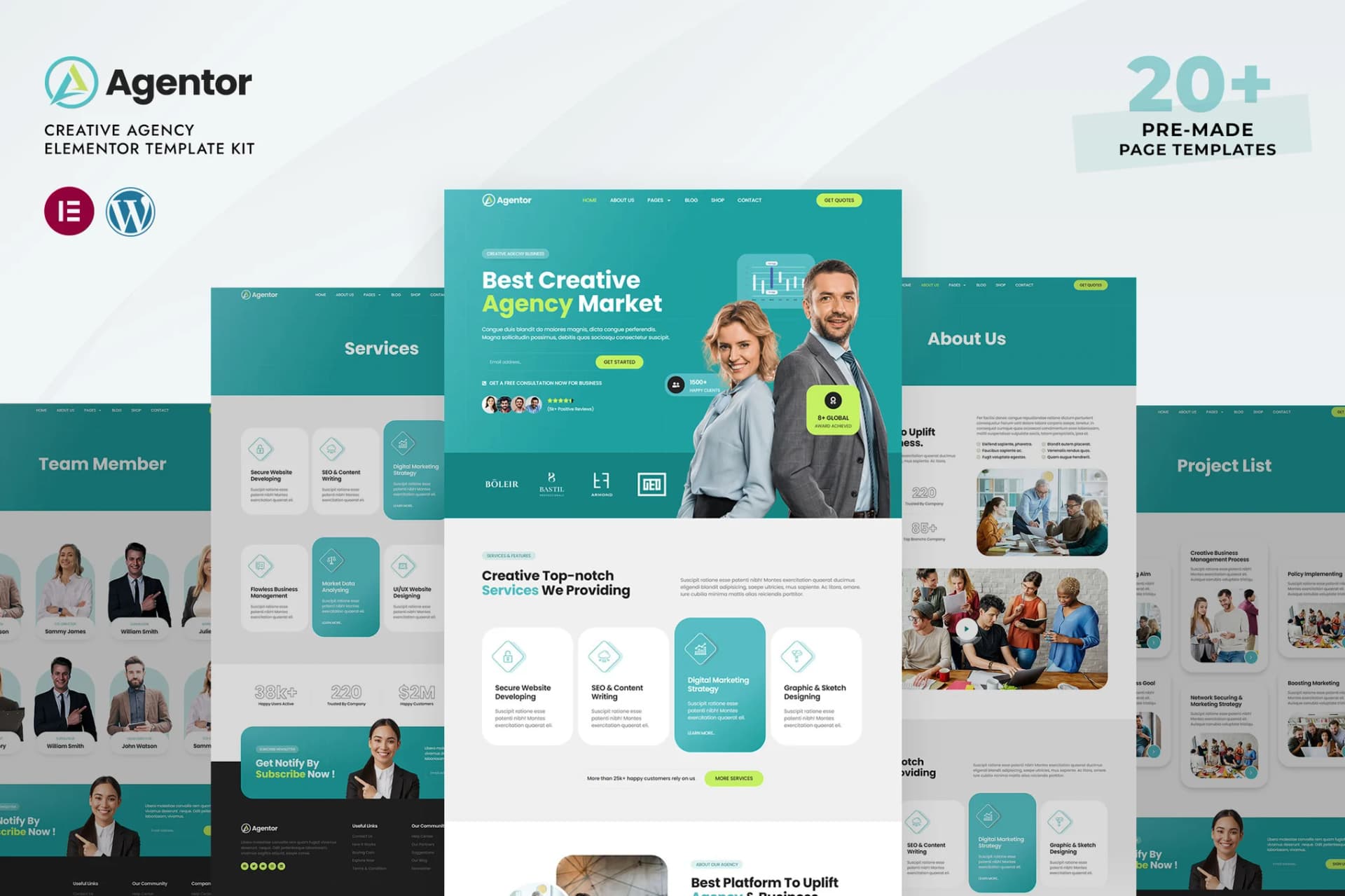 Agentor - Creative Agency Elementor Pro Template Kit 