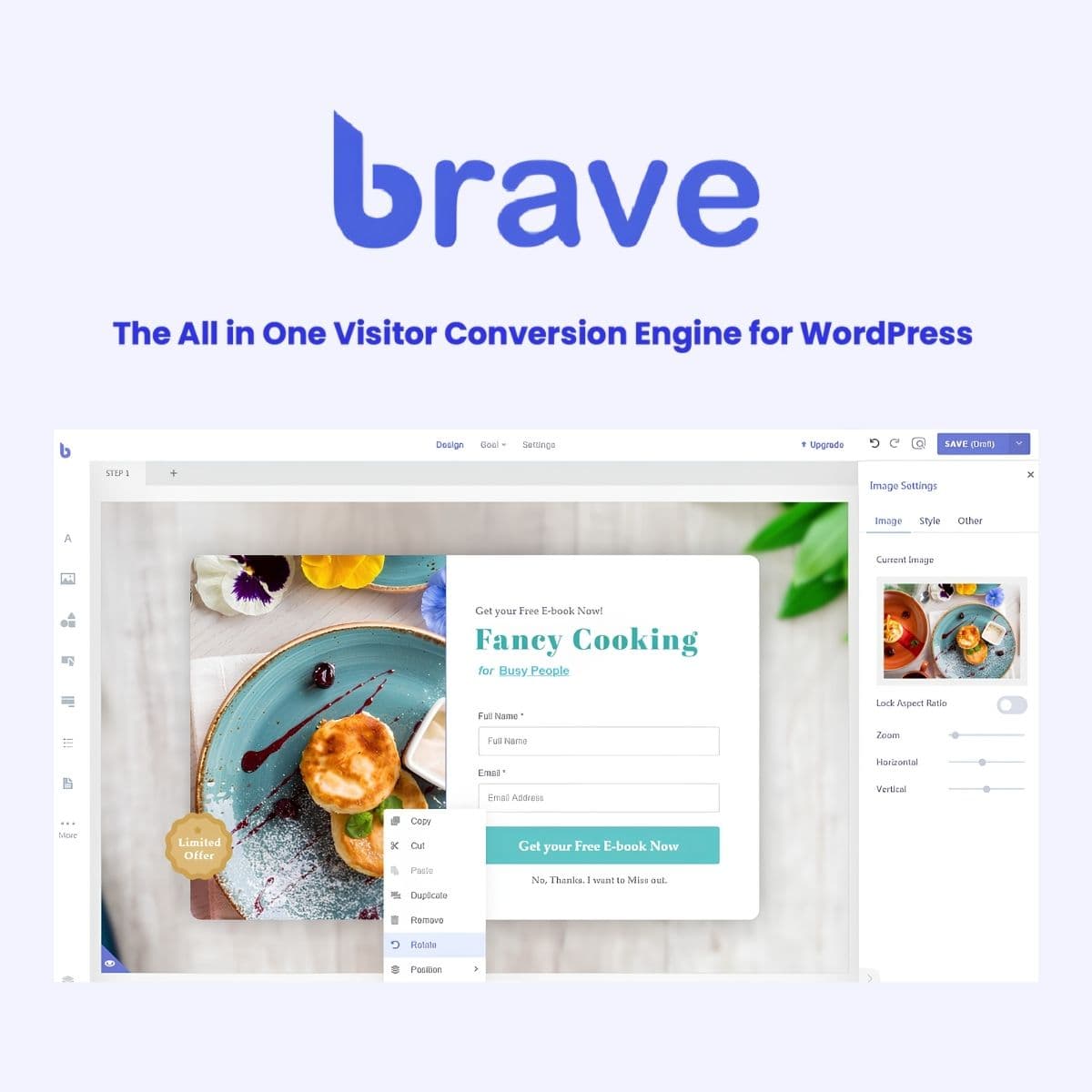 Screenshot of Brave WordPress Popup Builder Pro interface
