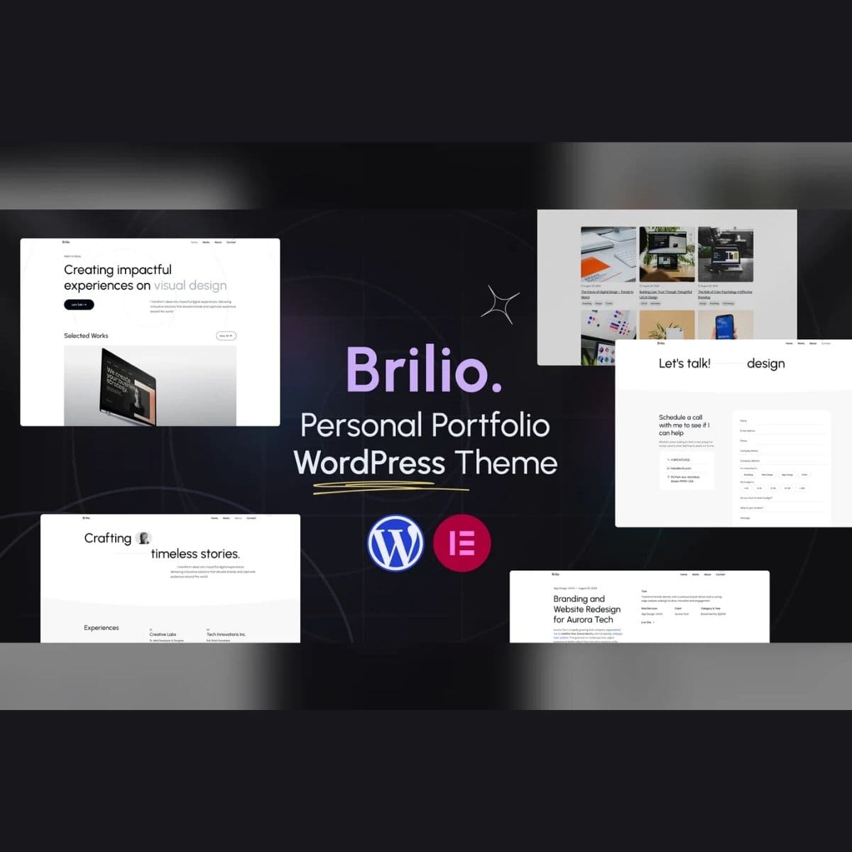 Screenshot of Personal Portfolio WordPress Theme - Brilio interface