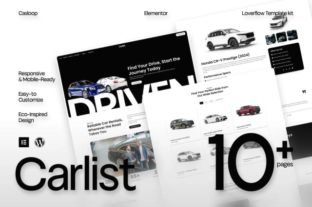 Carlist - Modern Minimalist Car Rental Elementor Template Kit 