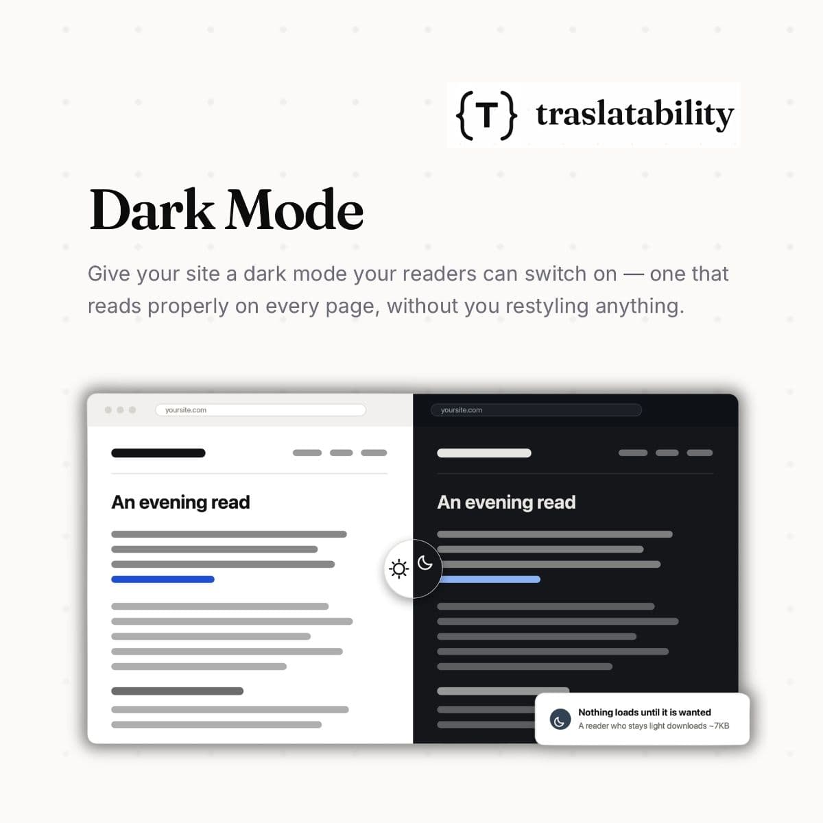 Screenshot of Dark Mode by Traslatability interface