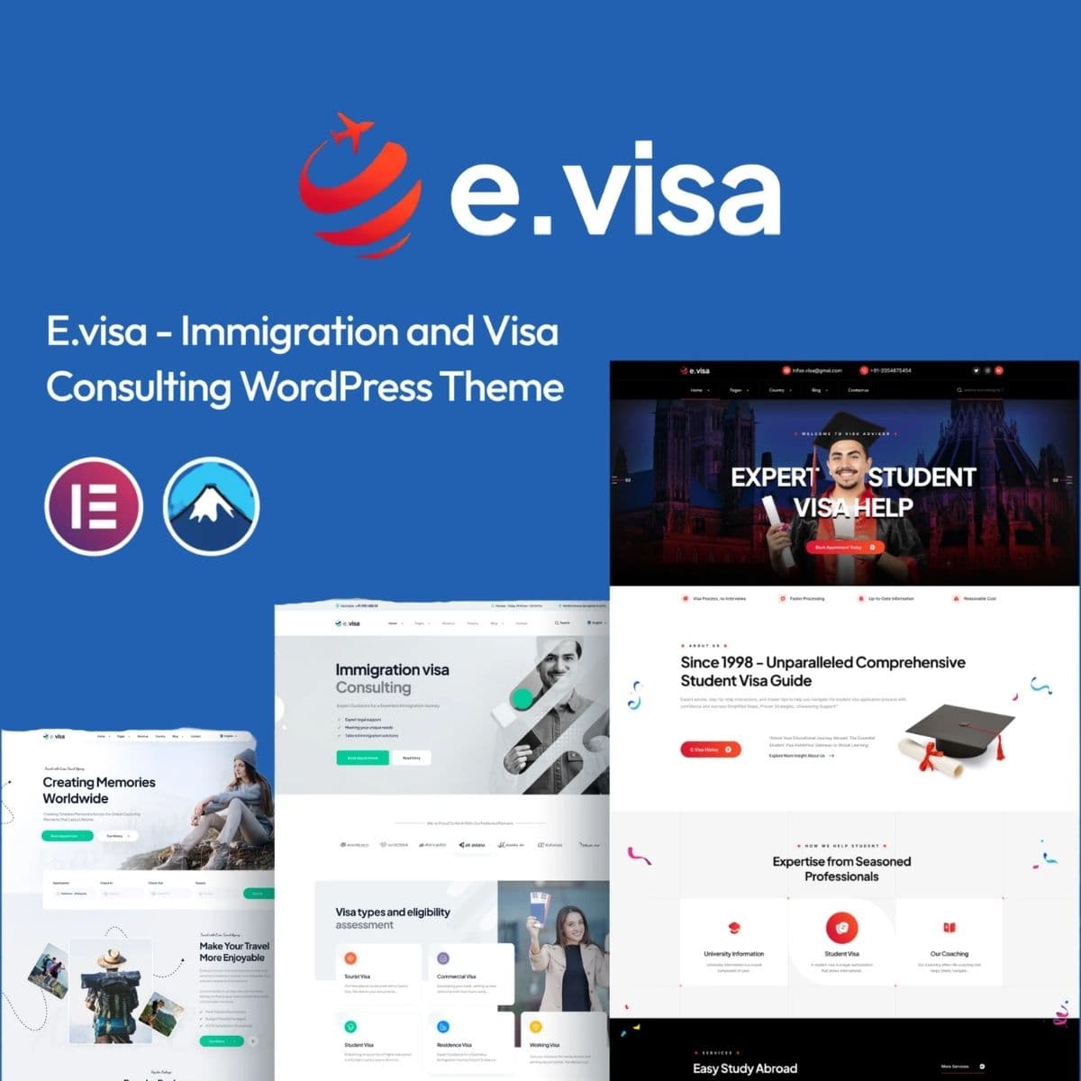 Evisa - WordPress Plugin/Theme Screenshot of Evisa interface