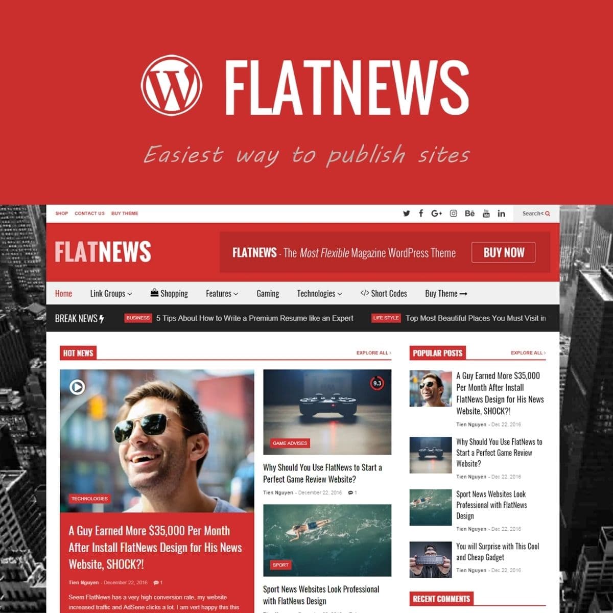 Screenshot of FlatNews interface