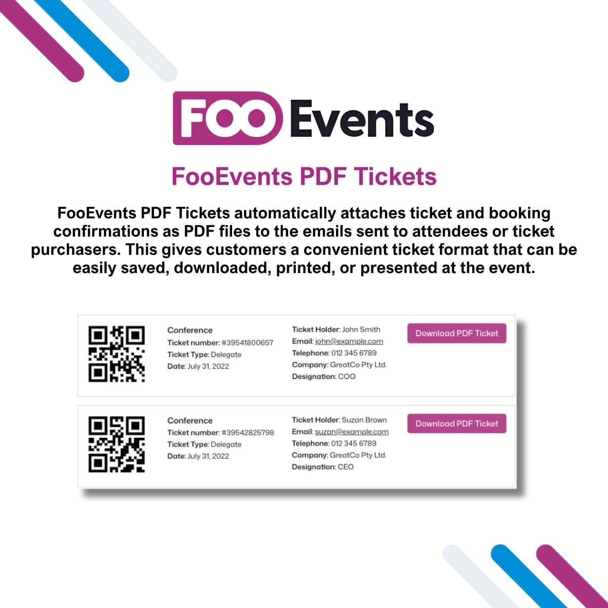 Screenshot of FooEvents PDF Tickets interface