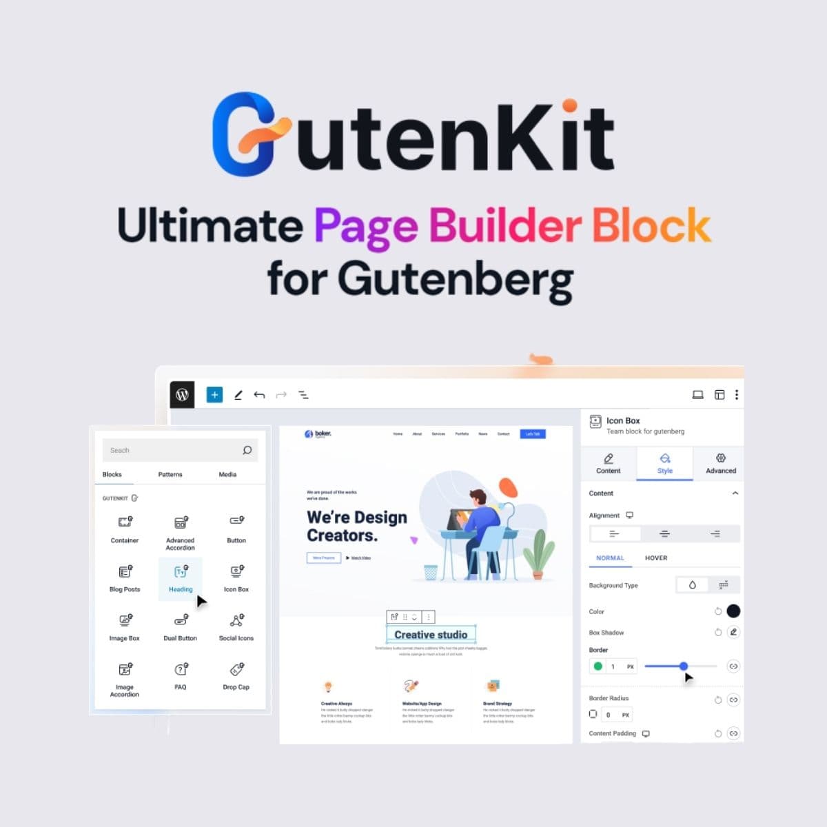 Screenshot of GutenKit Blocks Pro interface