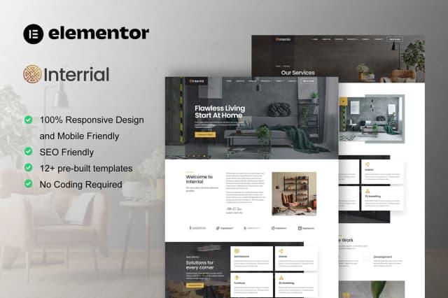 Interrial - Interior Design Service Elementor Template Kit  