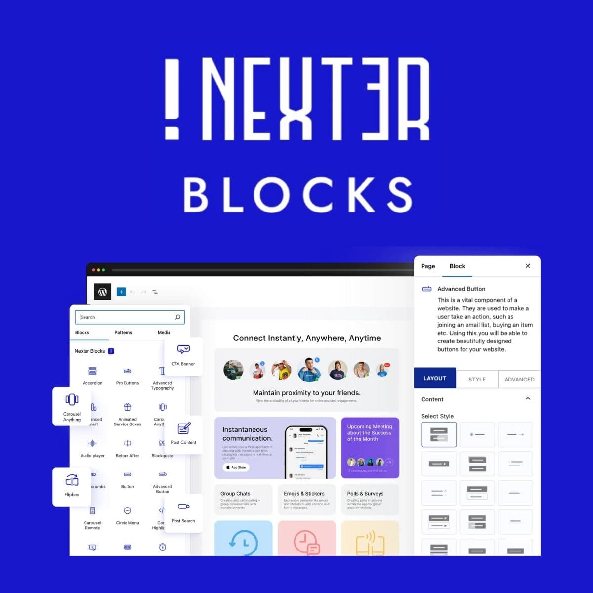 Screenshot of Nexter Blocks Pro interface