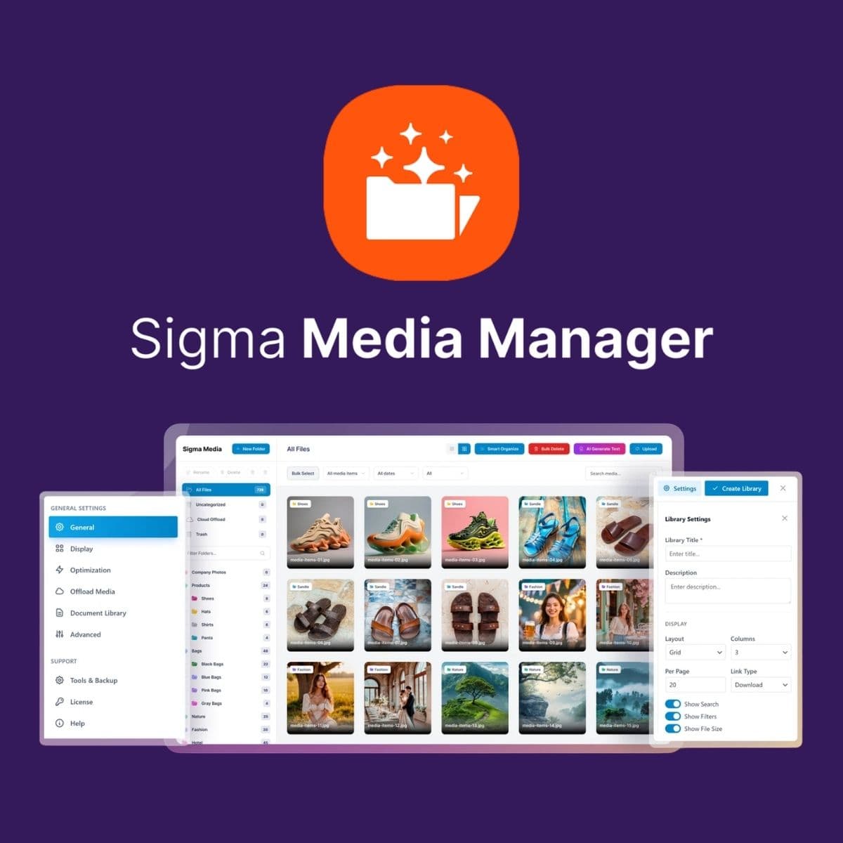 Screenshot of Sigma Media Manager interface