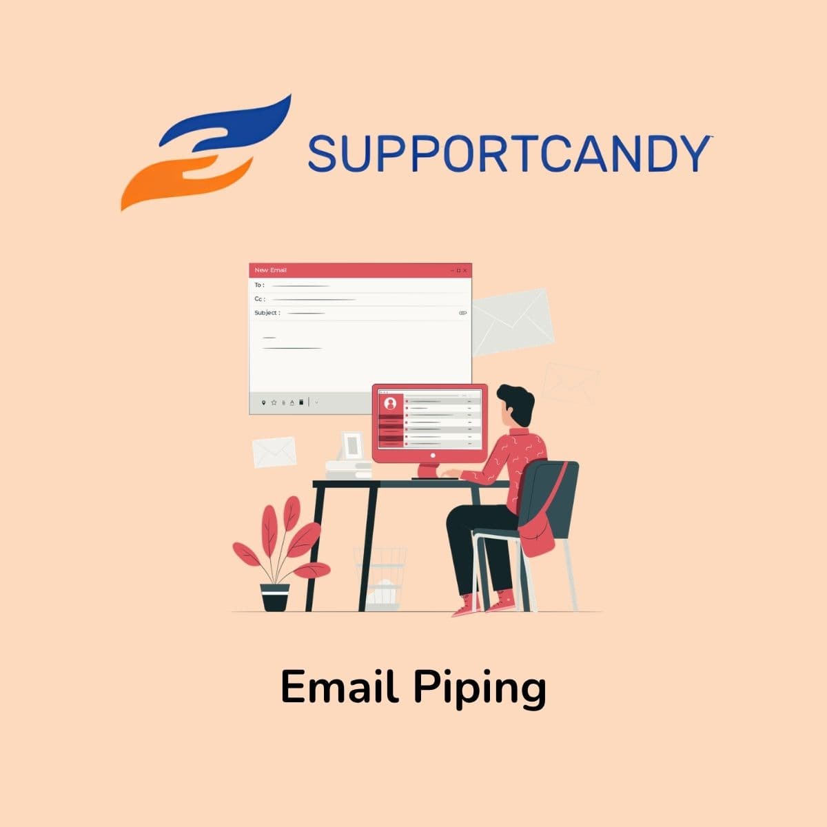 Screenshot of SupportCandy Email Piping interface