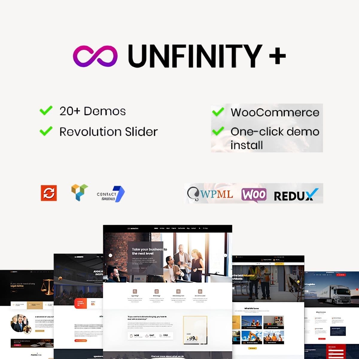 Unfinity - WordPress Plugin/Theme Screenshot of Unfinity interface