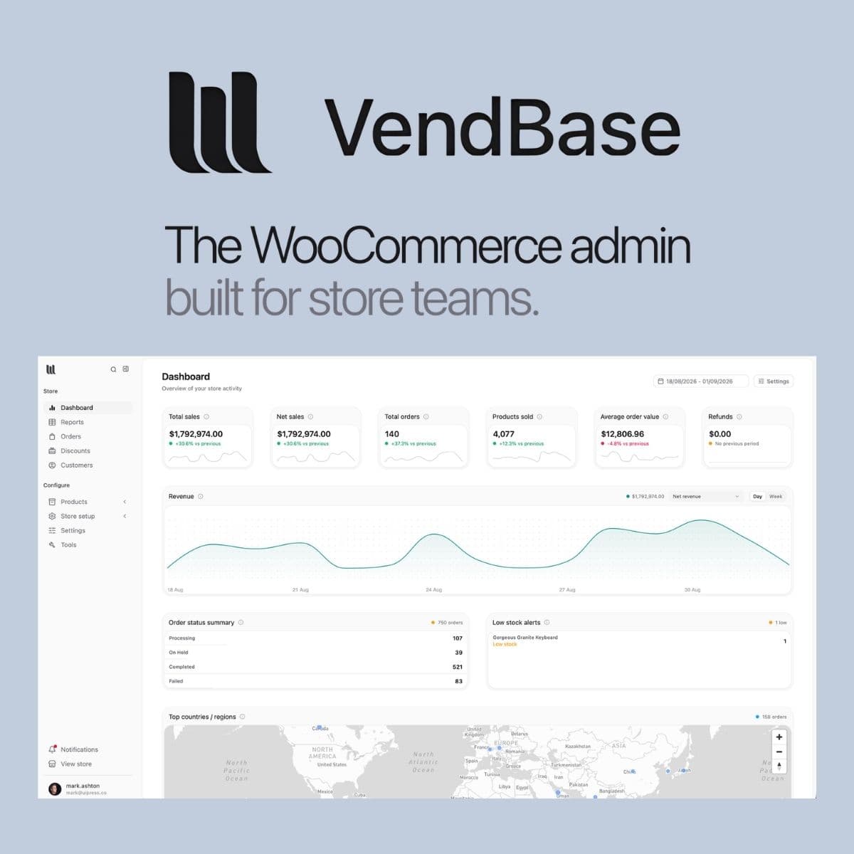 Screenshot of VendBase interface