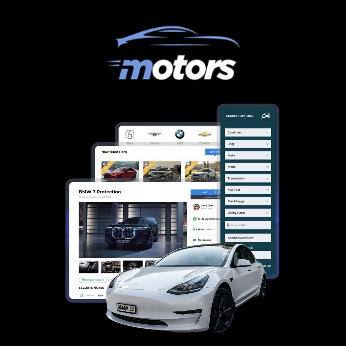 Motors Car Dealer Classifieds Listing Pro - WordPress Plugin/Theme Screenshot of Motors Car Dealer Classifieds Listing Pro interface