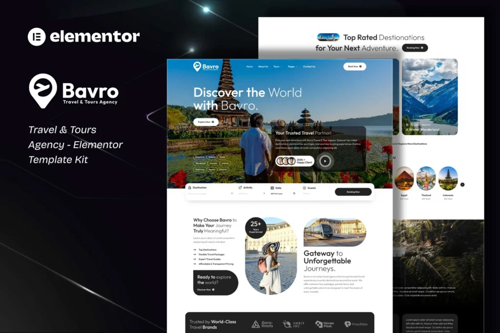 Bavro   Travel & Tour Agency Elementor Template Kits