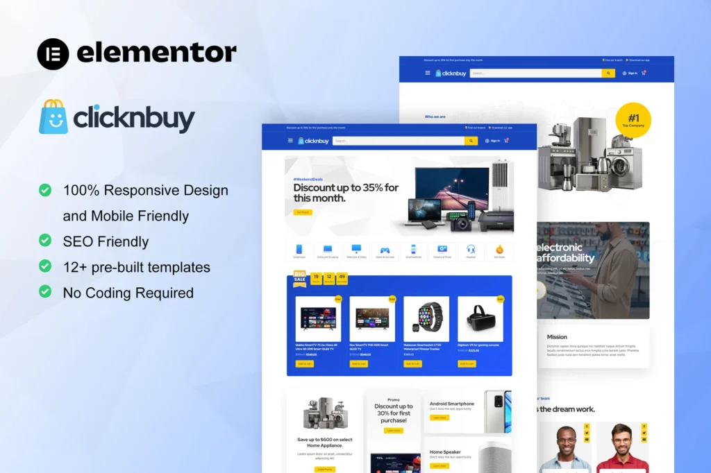 Clicknbuy   Woocommerce Electronic Store Elementor Template Kit