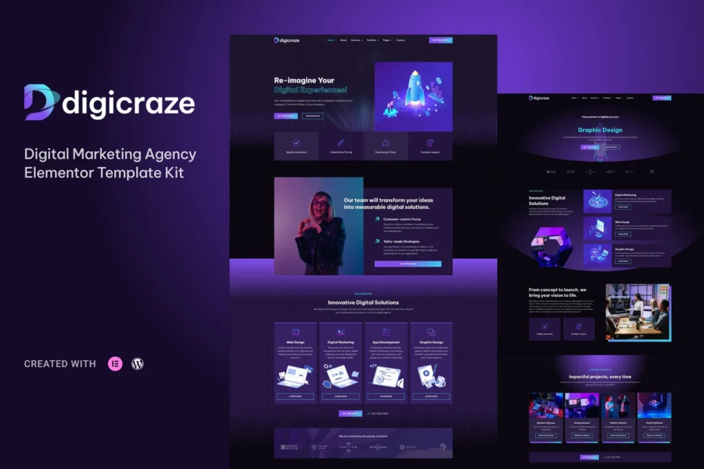Digicraze   Digital Marketing Agency Elementor Pro Template Kit 